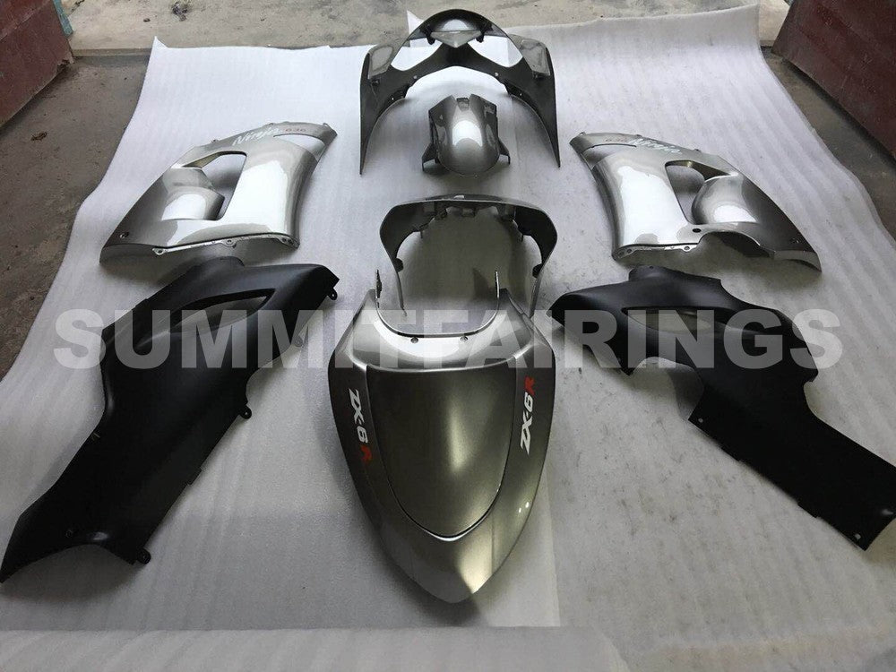 Fairings For Kawasaki ZX6R 636 Matte Silver & Black Ninja (2005-2006)