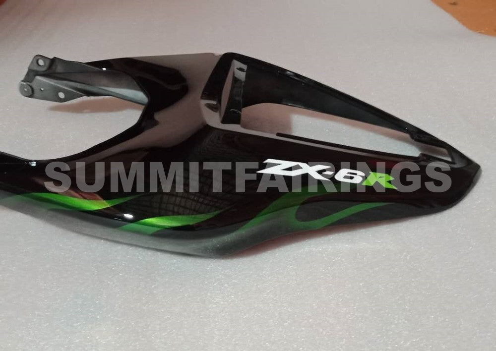 Fairings For Kawasaki ZX6R ZX636 Black & Green Flame Ninja (2007-2008)