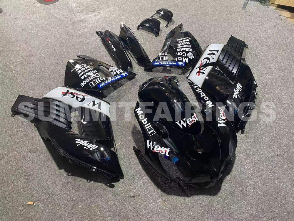 Fairings For Kawasaki ZX14R Black White West Ninja (2006-2011)