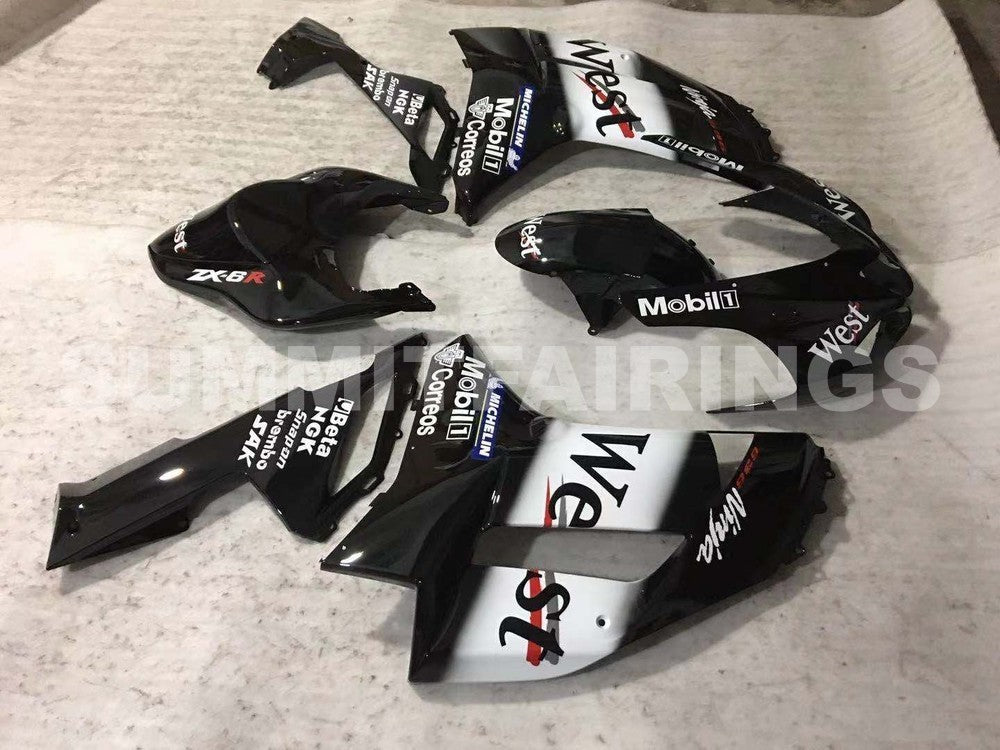 Fairings For Kawasaki ZX6R ZX636 Black White West Ninja (2007-2008)