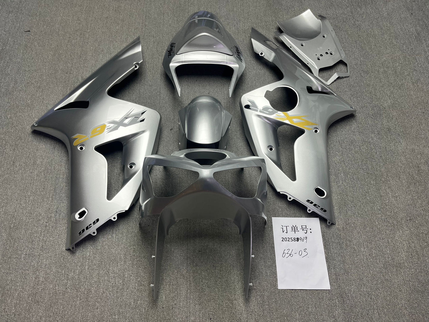 Fairings For Kawasaki ZX6R 636 Silver Ninja (2003-2004)