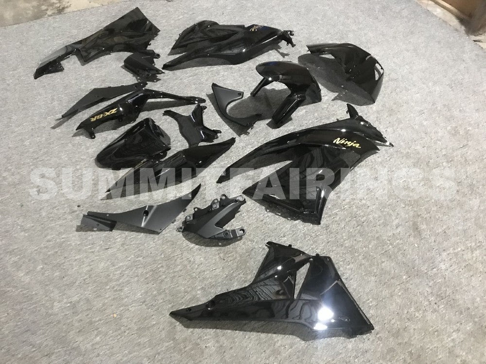 Fairings For Kawasaki ZX-6R, 2009-2012 - All Black with Gold Sticker