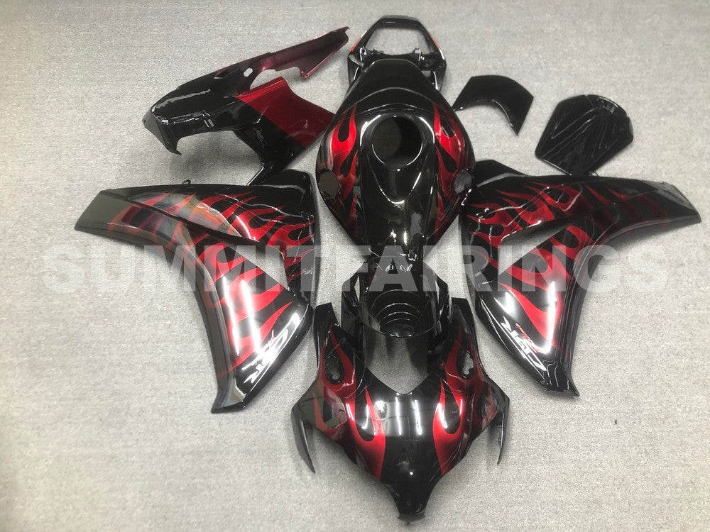 Fairings For Honda CBR 1000 RR Black & Cherry Red Flame (2008-2011)