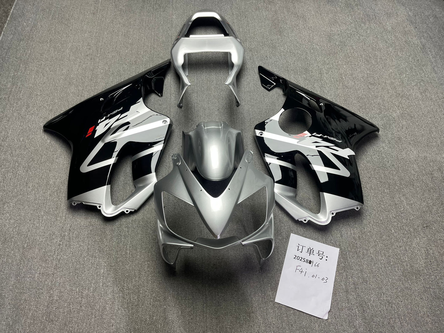Fairings For Honda - CBR600F4i 01-03 Black Silver