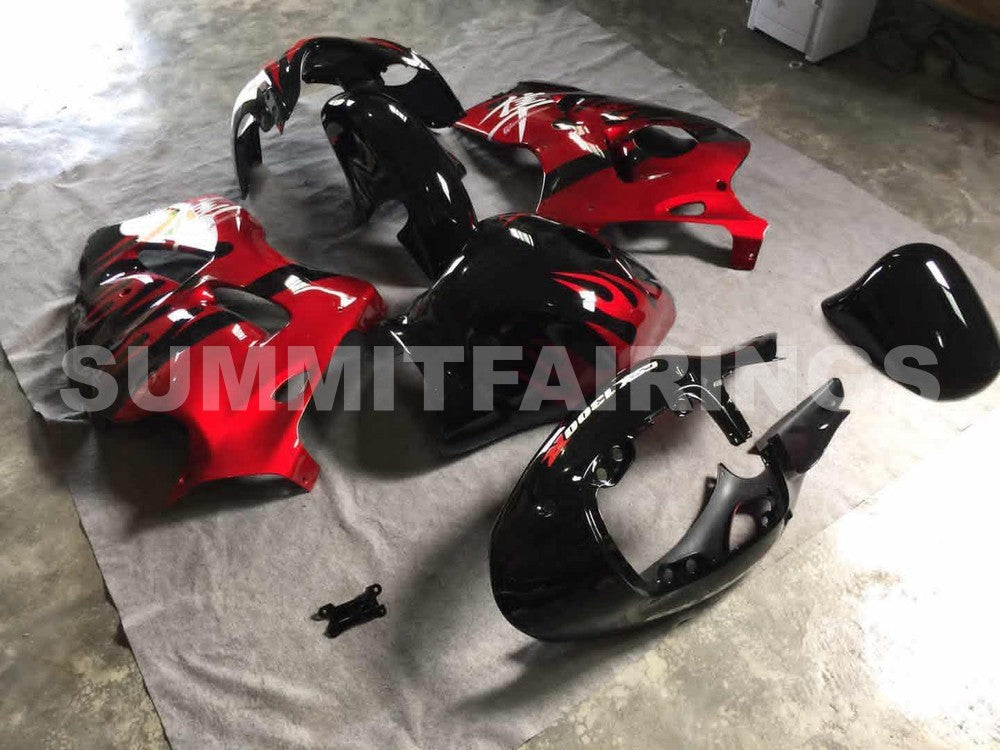 Fairings For Suzuki GSX-R1300 Hayabusa, 1996-2007 - Black with Red Flames