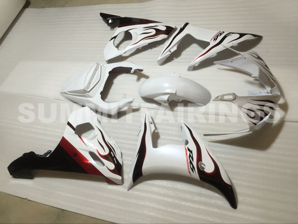 Fairings For Yamaha - YZF-600 R6 2003-2004 White and Flame