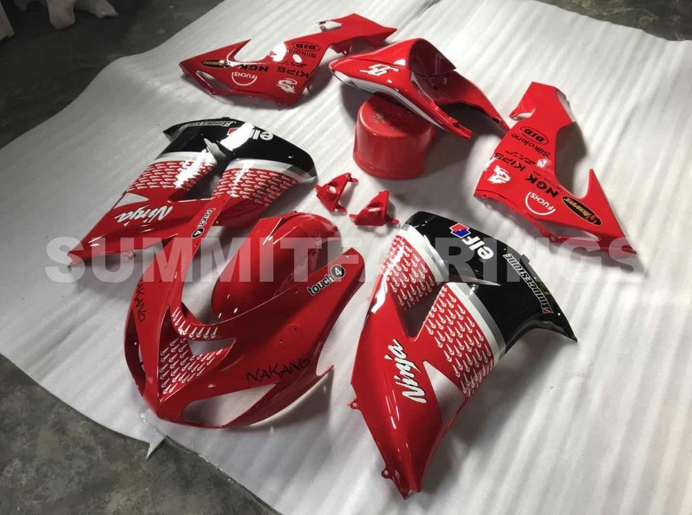 Fairings For Kawasaki ZX 10R Red Black No.56 Nakano (2006-2007)