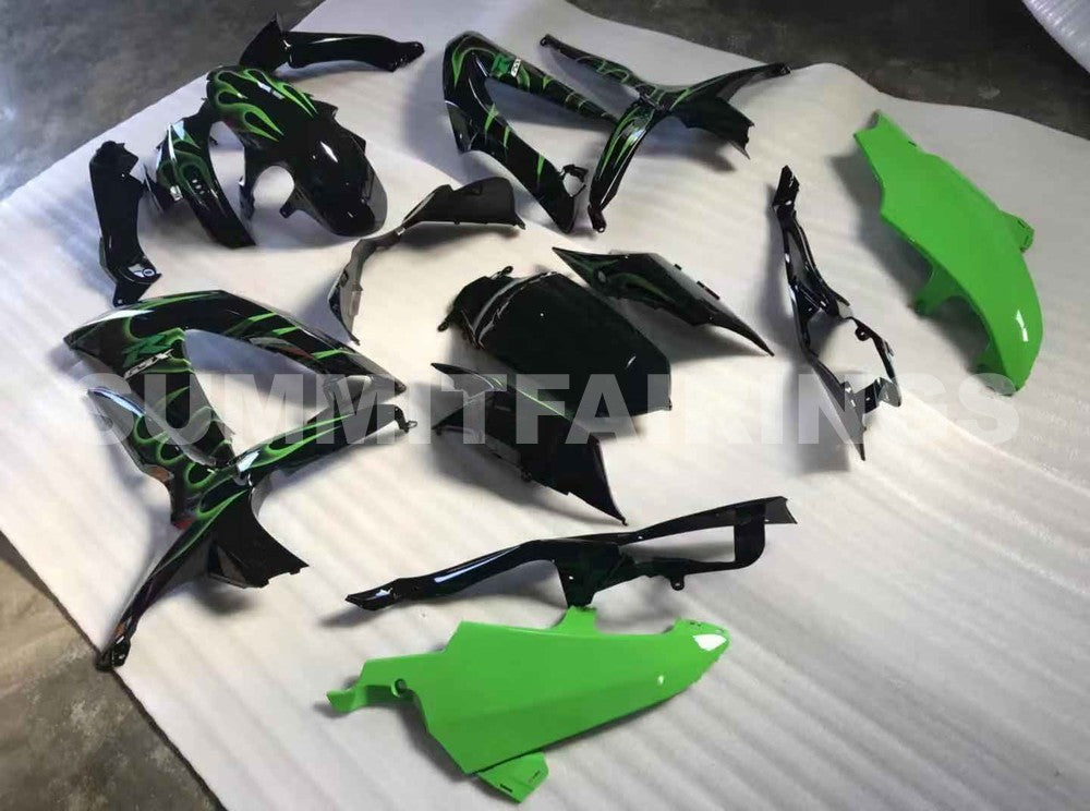 Fairings For Suzuki GSXR 600 750 Black & Green Flame GSXR (2008-2009-2010)