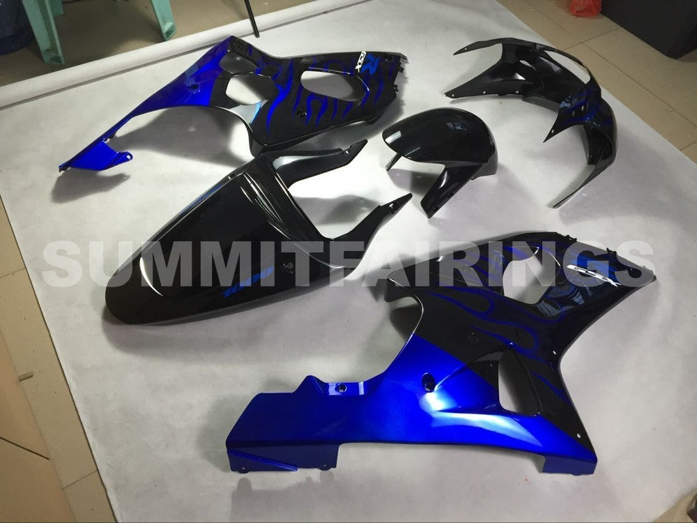 Fairings For Suzuki GSXR 1000 Black & Blue Flame (2000-2002)