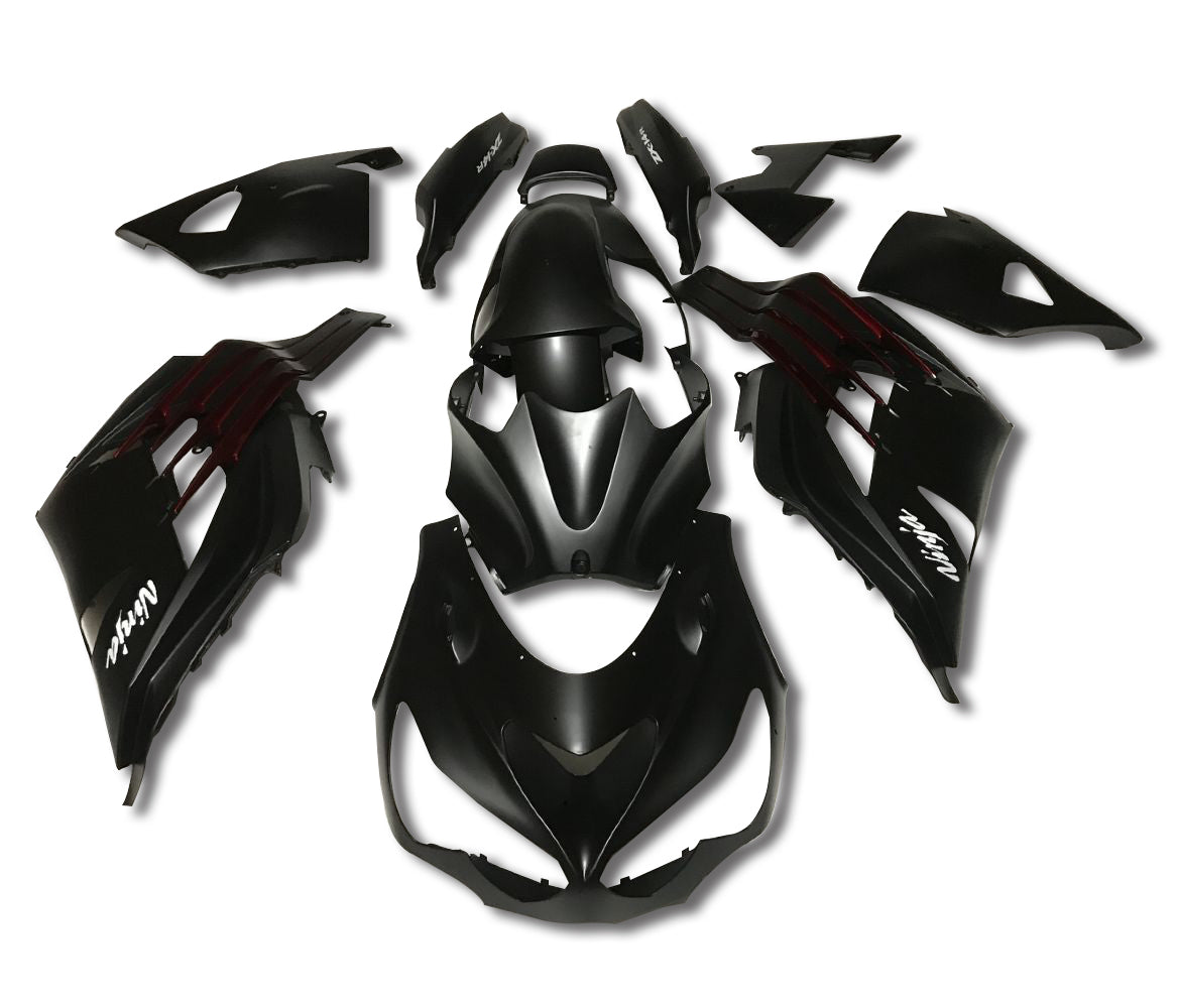 Fairings For Plastics Kawasaki ZX14R Ninja Black Red (2012-2021)