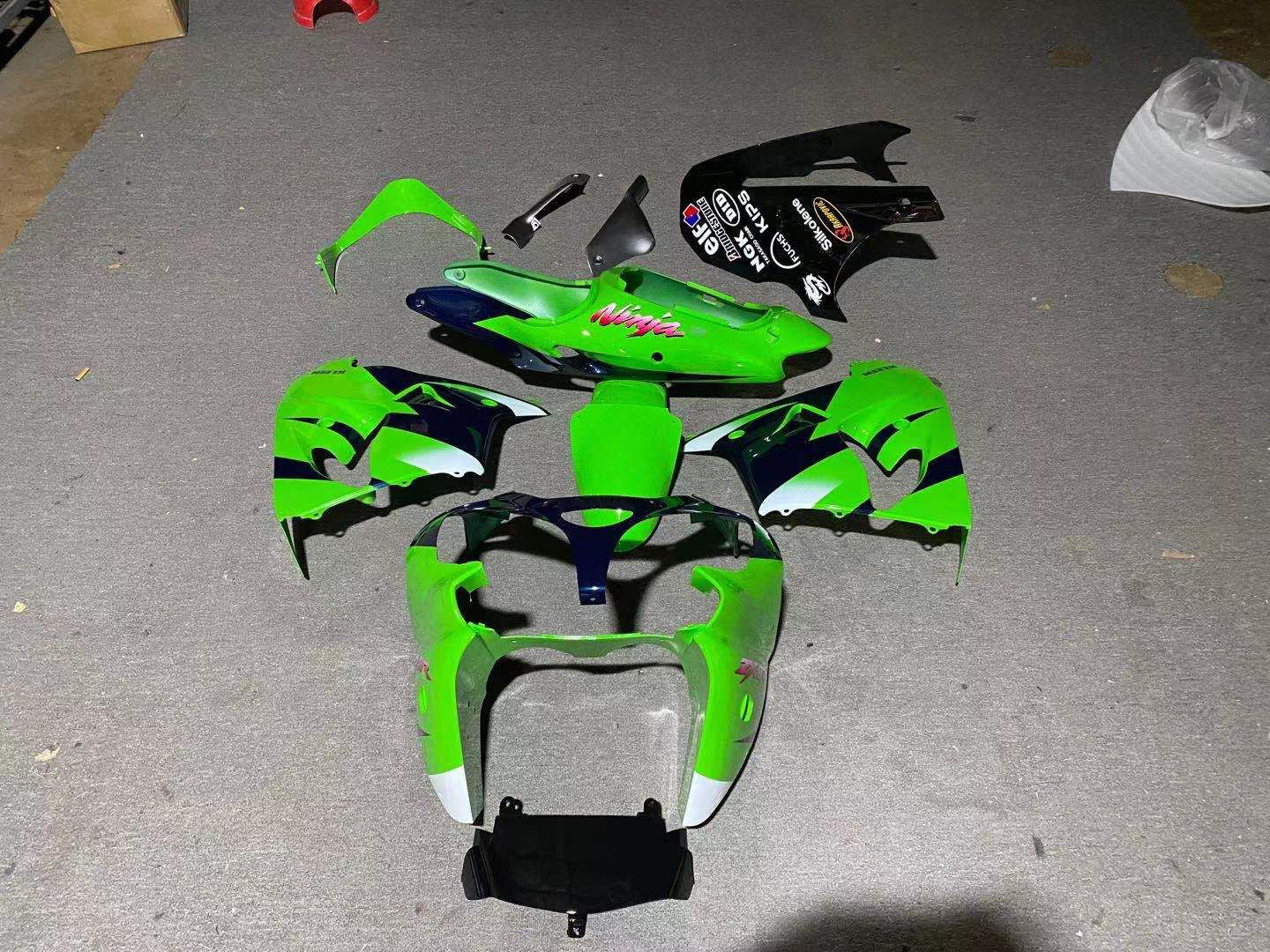 Fairings For Kawasaki ZX9R 2000-2001 Green & Glossy black & Ink blue