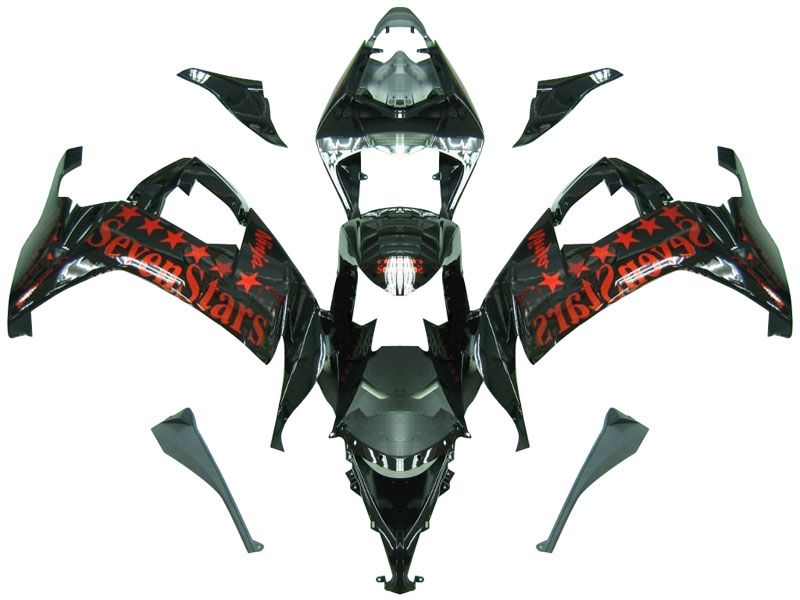 Fairings For Kawasaki ZX10R Black Orange SevenStars (2008-2009)