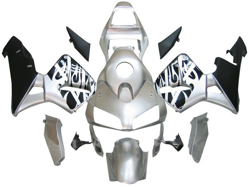 Fairings For Honda CBR 600 RR Silver & Black Flame (2003-2004)