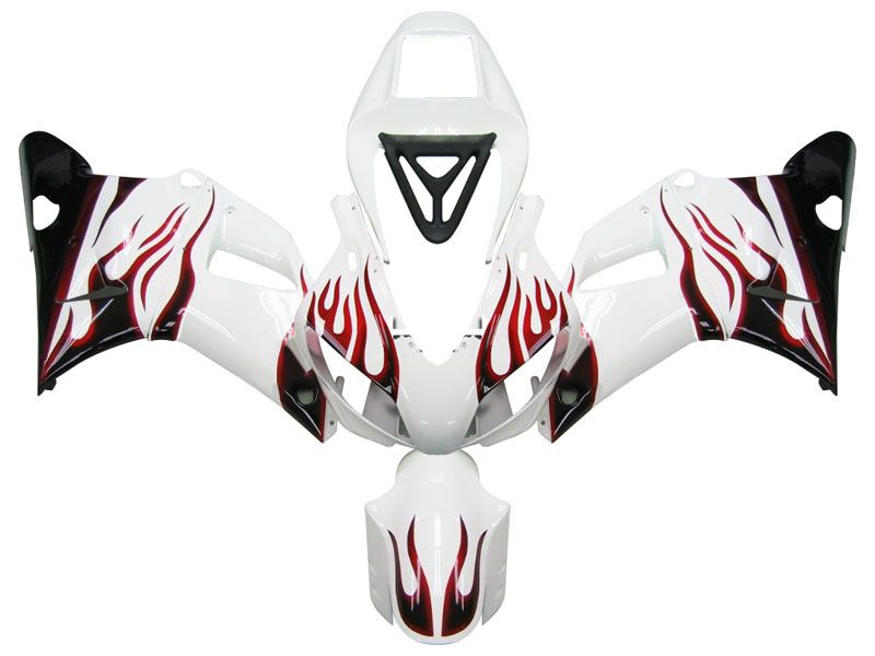 Fairings For Yamaha YZF-R1 White & Red Flame R1  (1998-1999)