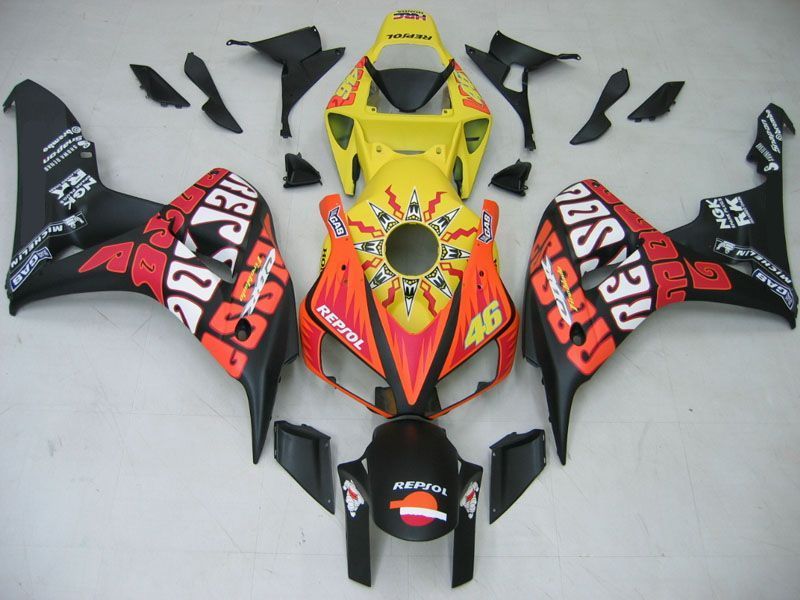 Fairings For Honda CBR 1000 RR Black Yellow Valentino Rossi (2006-2007)