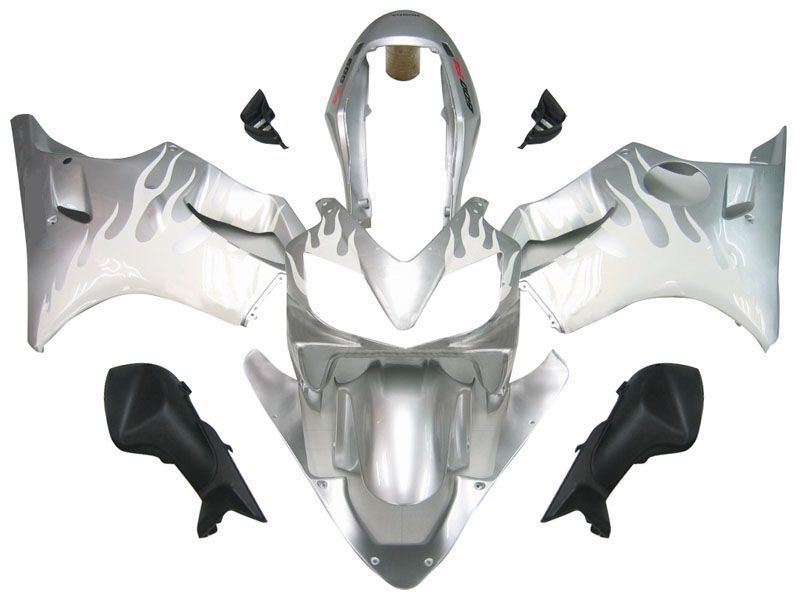 Fairings For Honda CBR 600 F4i Silver & White Flame (2004-2007)