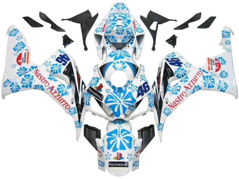 Fairings For Honda CBR 1000 RR White & Blue Floral (2006-2007)