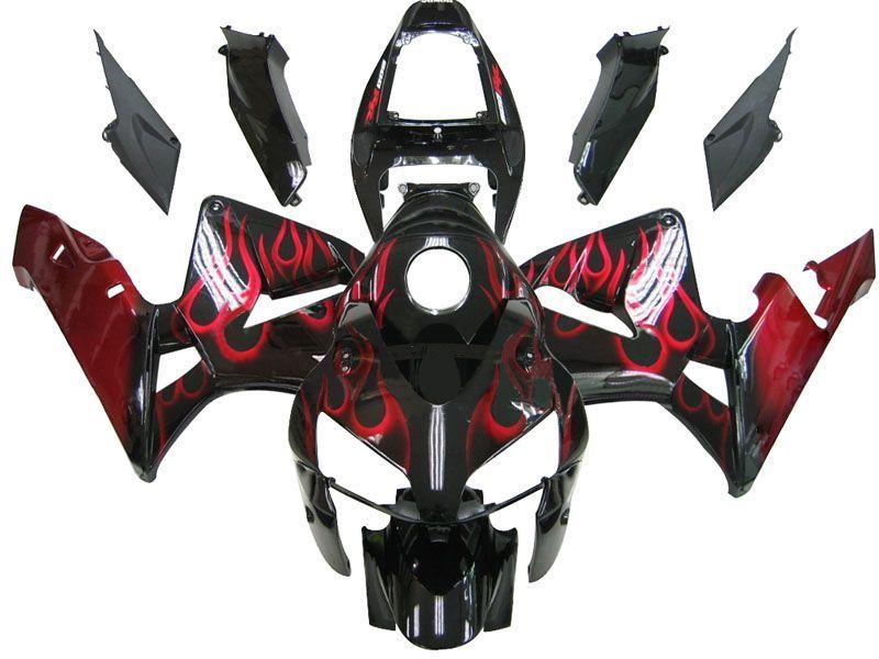 Fairings For Honda CBR 600 RR Black & Red Flame CBR (2005-2006)