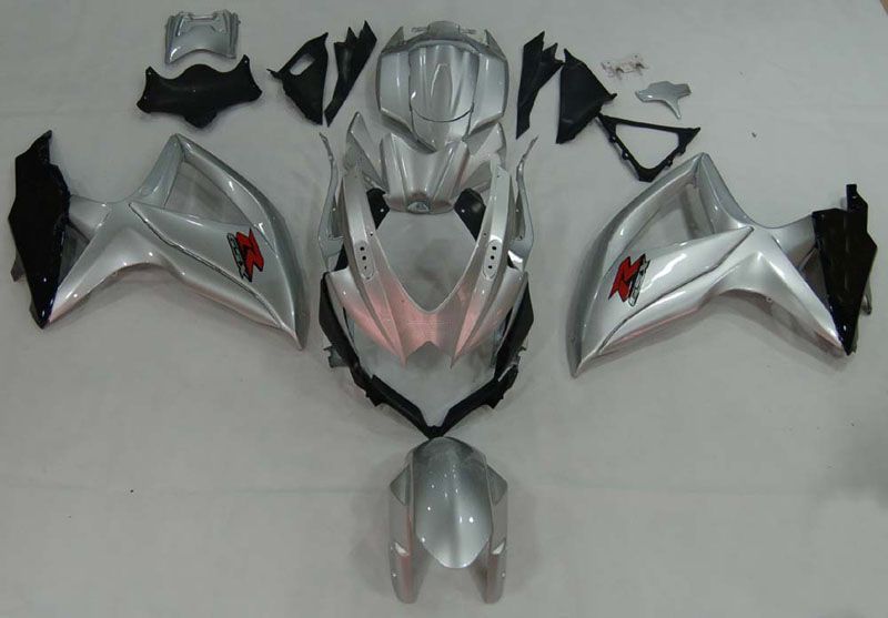 Fairings For Suzuki GSXR 600 750 Silver Black GSXR (2008-2009-2010)