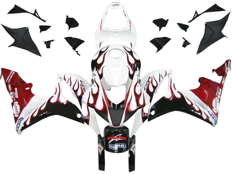 Fairings For Honda CBR 600 RR White Black&Red Flame CBR (2007-2008)