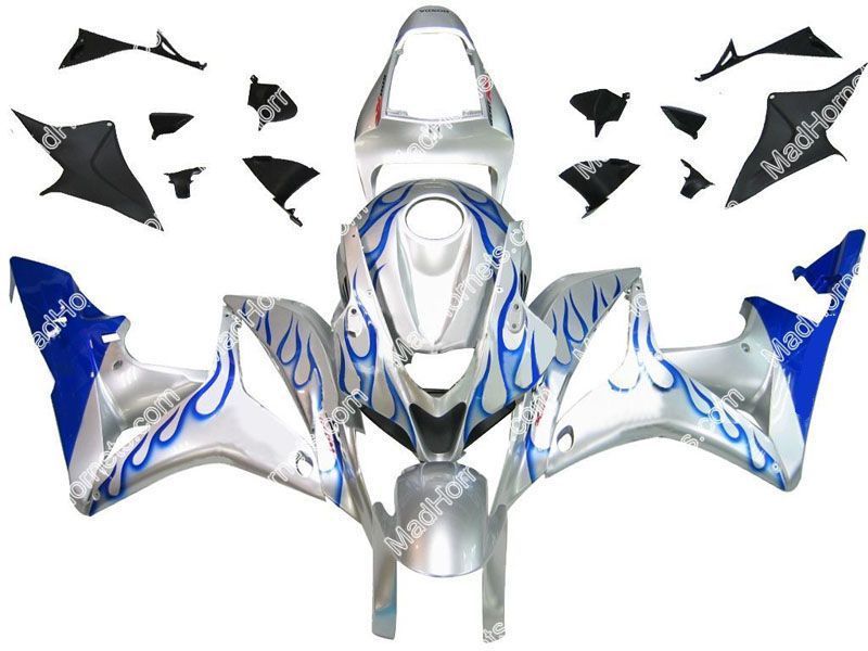 Fairings For Honda CBR 600 RR Silver & Blue Flame (2007-2008)
