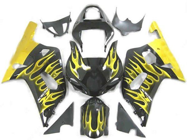 Fairings For Suzuki - GSXR600-750 K1 2001-2003 Yellow Flame
