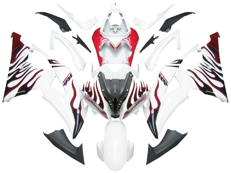 2008-2012 Fairings For Yamaha YZF-R6 White & Red Flame R6
