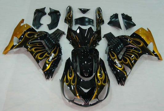 Fairings For Kawasaki ZX14R Black & Gold Flame Ninja  (2006-2011)