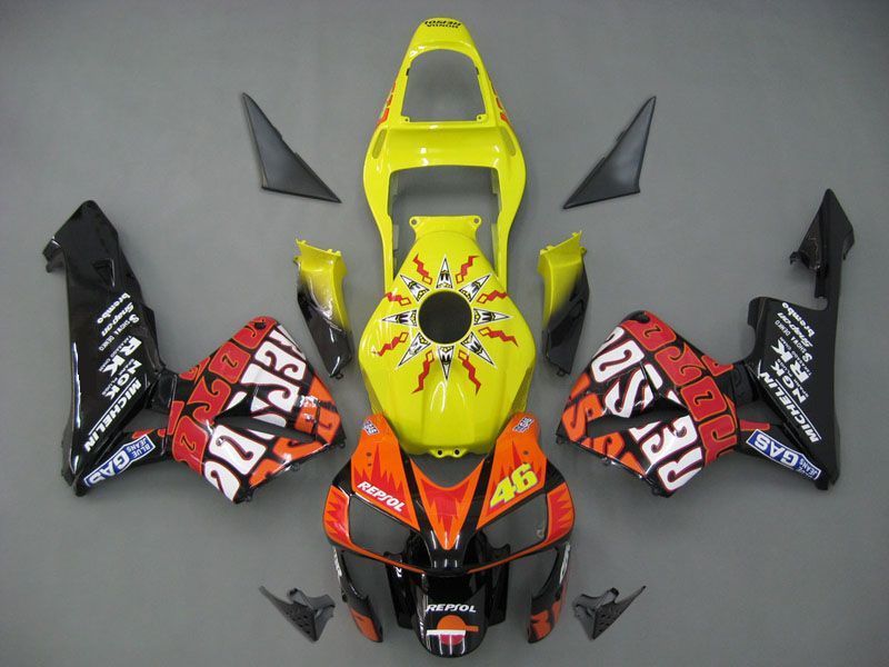 Fairings For Honda CBR 600 RR Yellow Black Valentino Rossi Repsol Moto (2003-2004)