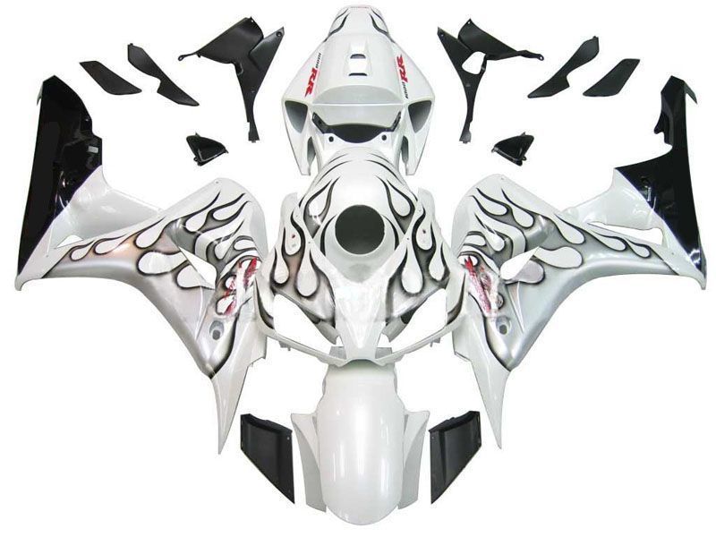 Fairings For Honda CBR 1000 RR White and Black Silver Flame (2006-2007)