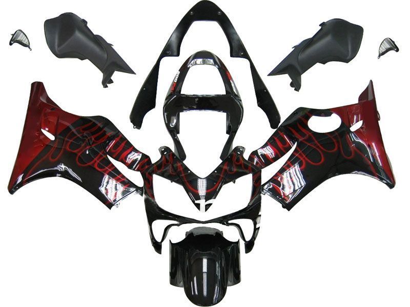Fairings For Honda CBR 600 F4i Black & Red Flame (2001-2003)