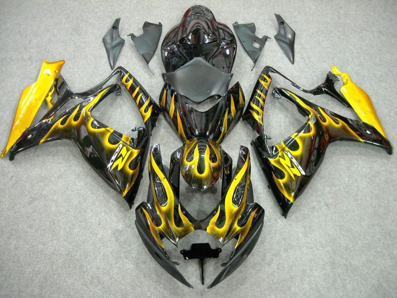 Fairings For Suzuki GSXR 600 750 (2006-2007) Yellow Flame
