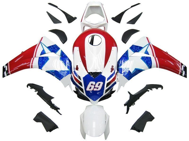 Fairings For Honda CBR 1000 RR Red White Blue Star (2008-2011)