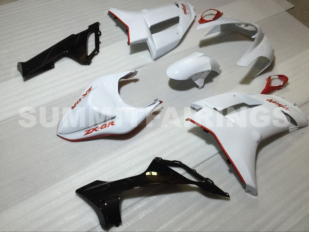 Fairings For Kawasaki ZX6R ZX636 Pure White Red Black ZX6R (2007-2008)