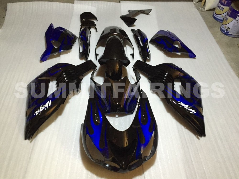 Fairings For Kawasaki ZX14R Black & Blue Flame Ninja (2006-2011)