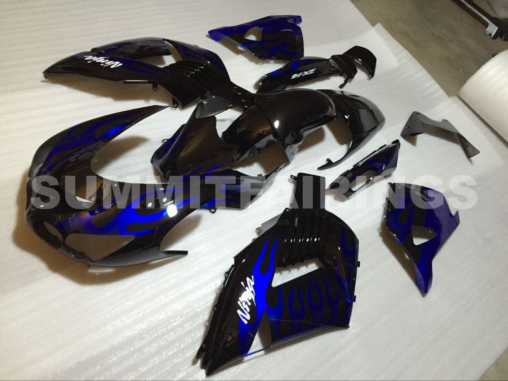 Fairings For Kawasaki ZX14R Black & Blue Flame Ninja (2006-2011)
