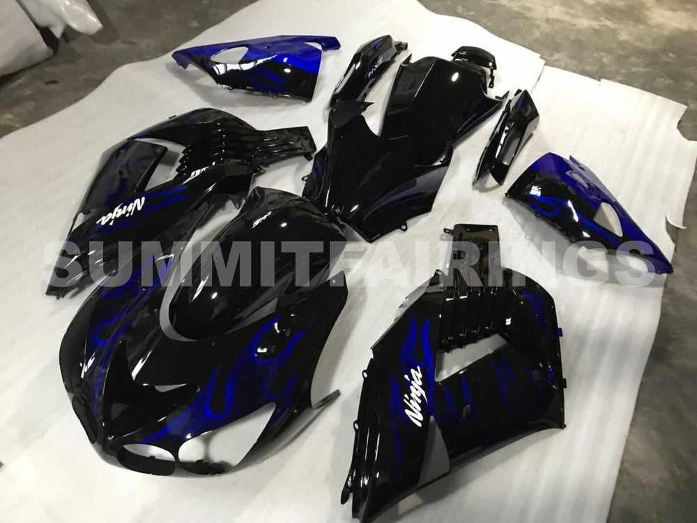 Fairings For Kawasaki ZX14R Black & Blue Flame Ninja (2006-2011)