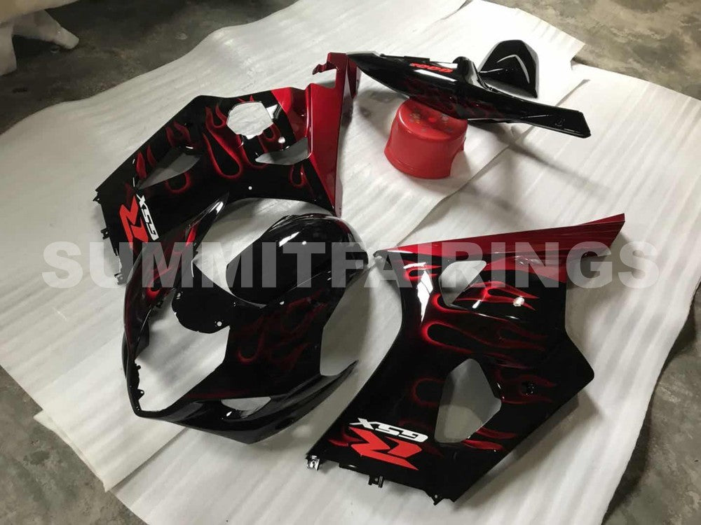 Fairings For Suzuki GSXR 1000 Black & Red Flame (2003-2004)