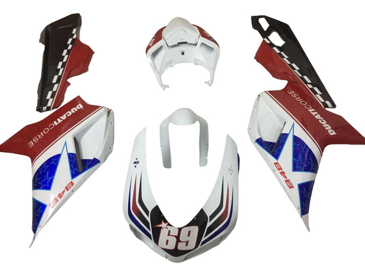Fairings For Ducati 1098 1198 848 Red White Blue Star 848 (2007-2011)