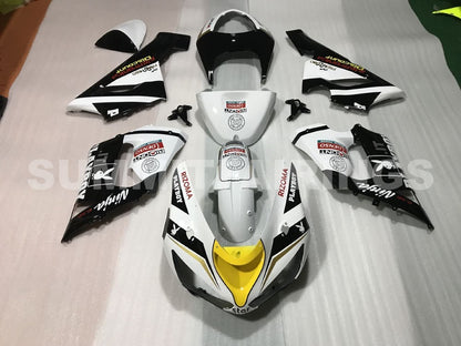 Fairings For Kawasaki ZX6R 636 Black White Yellow (2005-2006)