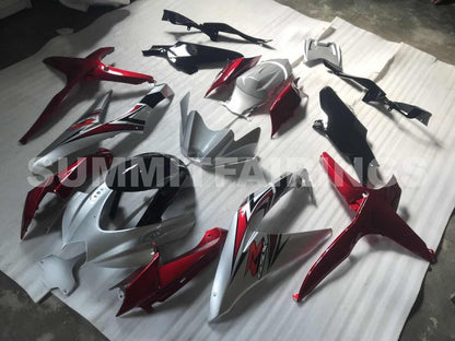 Fairings For Suzuki GSXR 600 750 Silver Red GSXR (2008-2009-2010)