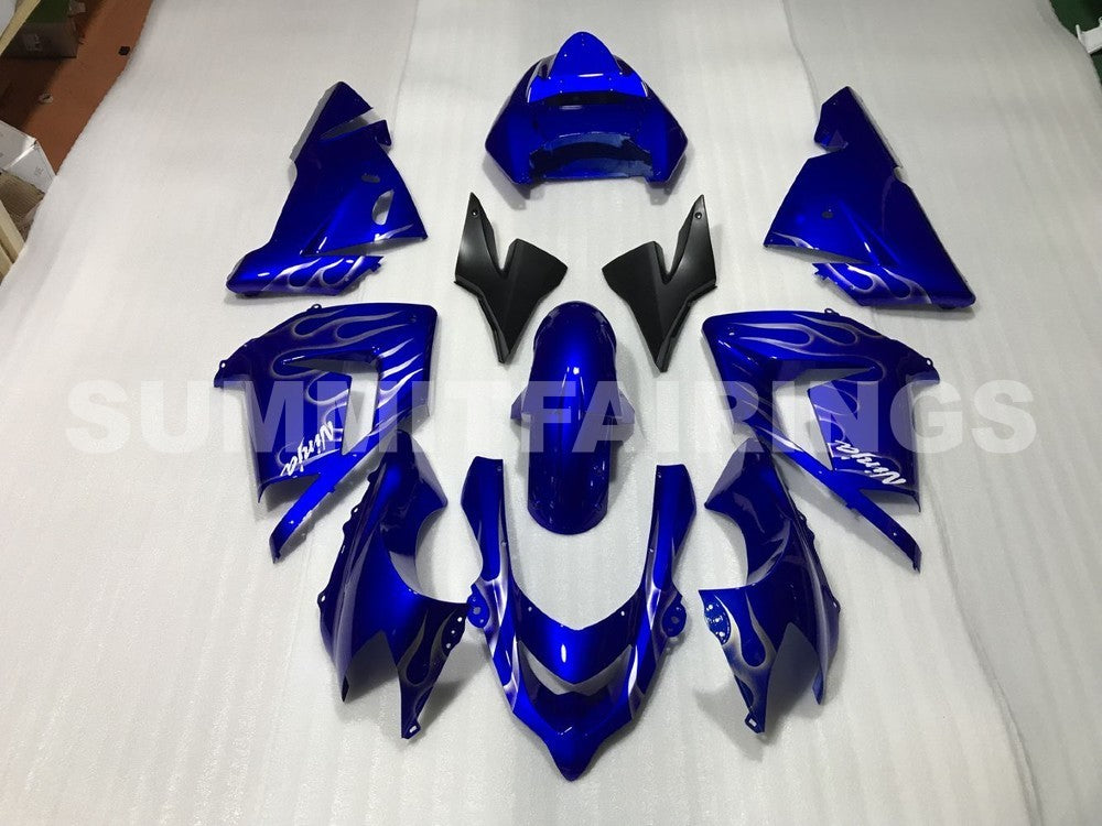 Fairings For Kawasaki Ninja ZX-10R (2004-2005) Blue & Silver Flame