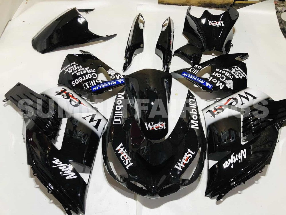 Fairings For Kawasaki ZX14R Black White West Ninja (2006-2011)