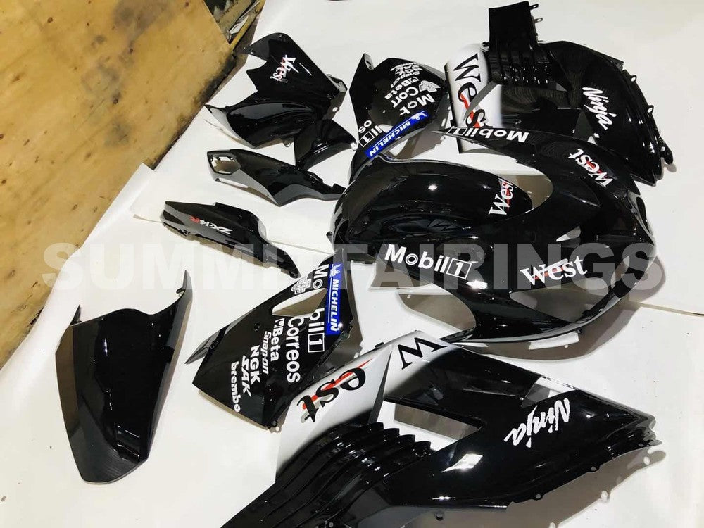 Fairings For Kawasaki ZX14R Black White West Ninja (2006-2011)