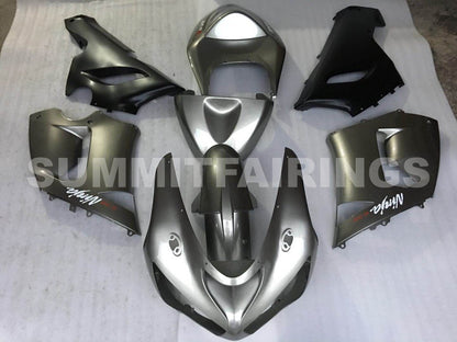 Fairings For Kawasaki ZX6R 636 Matte Silver & Black Ninja (2005-2006)