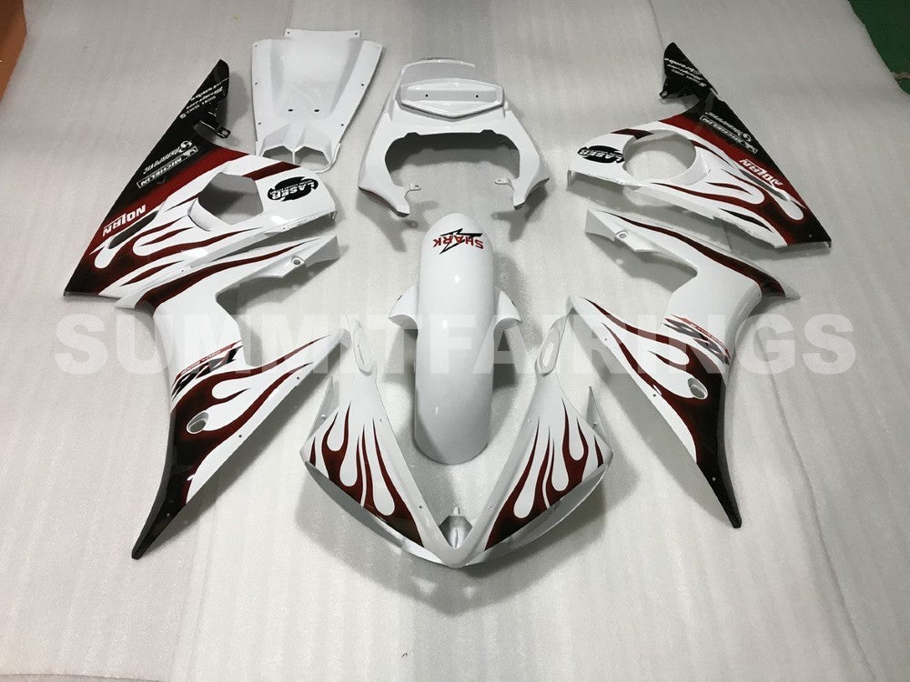 Fairings For Yamaha YZF-R6 White & Black Red Flame R6 (2005)