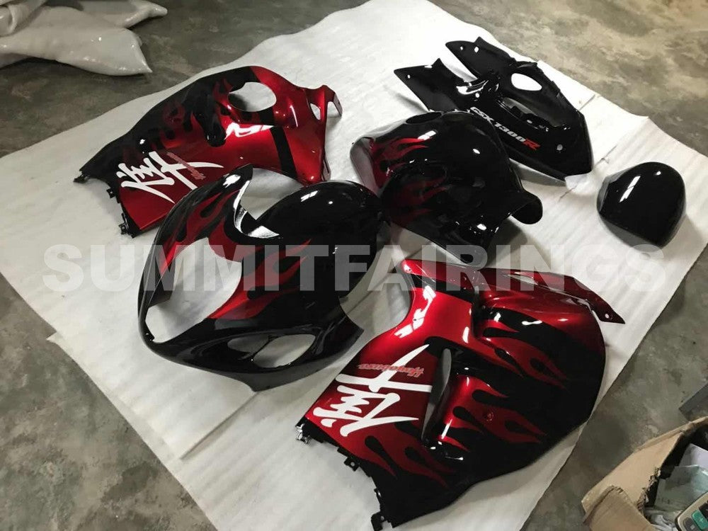Fairings For Suzuki GSX-R1300 Hayabusa, 1996-2007 - Black with Red Flames