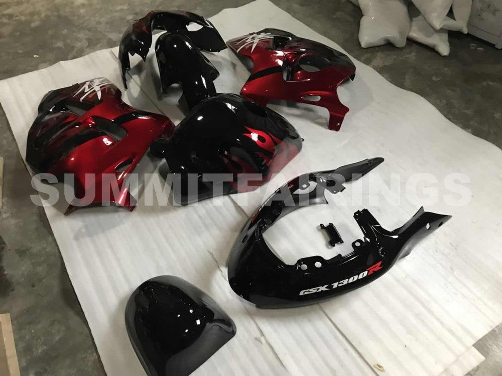 Fairings For Suzuki GSX-R1300 Hayabusa, 1996-2007 - Black with Red Flames