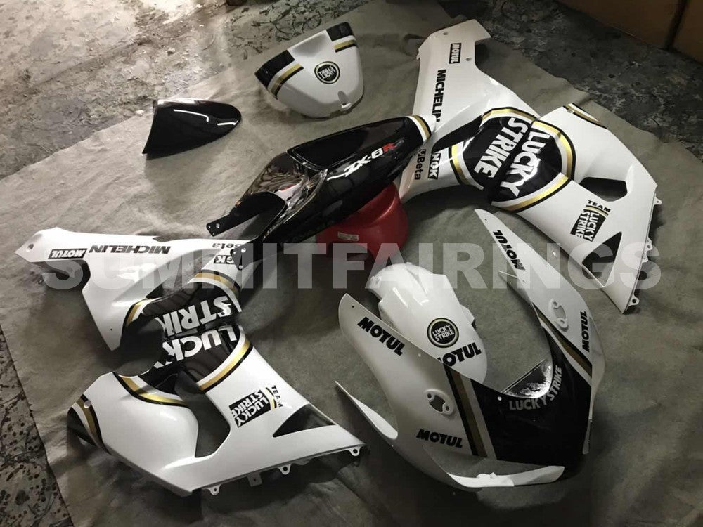 Fairings For Kawasaki ZX6R 636 Black White Ninja (2005-2006)