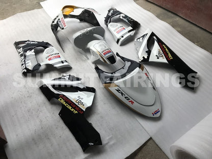 Fairings For Kawasaki ZX6R 636 Black White Yellow (2005-2006)
